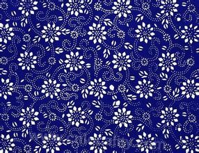 blue cloth with design in white