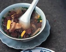 Chicken and duck blood soup