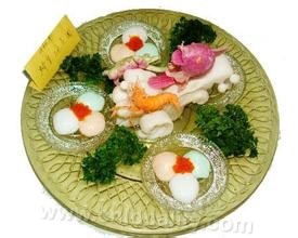 Crab yellow tricolor fish balls