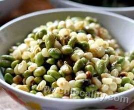 Fried frozen beans with sand